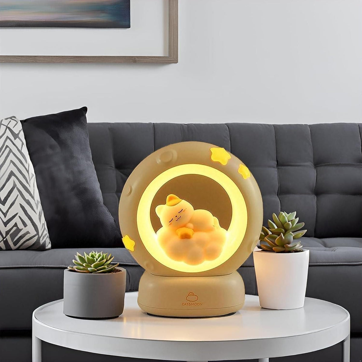 Moon LED Night Lamp with 3 Brightness Modes & Touch Contro